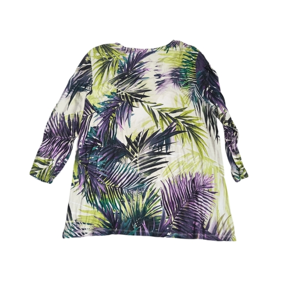 Chicos Women's multicolored palm leaf top size M casual mature preppy boho - Picture 3 of 9